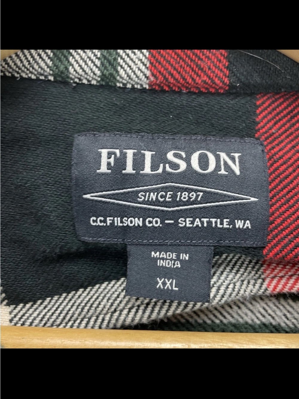Filson Womens XXL Flannel Shirt Jacket Plaid Button Up Tartan Red Cotton Shacket - Picture 2 of 12